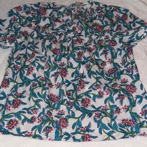 J. Crew Floral Blouse with Blue and Pink Design